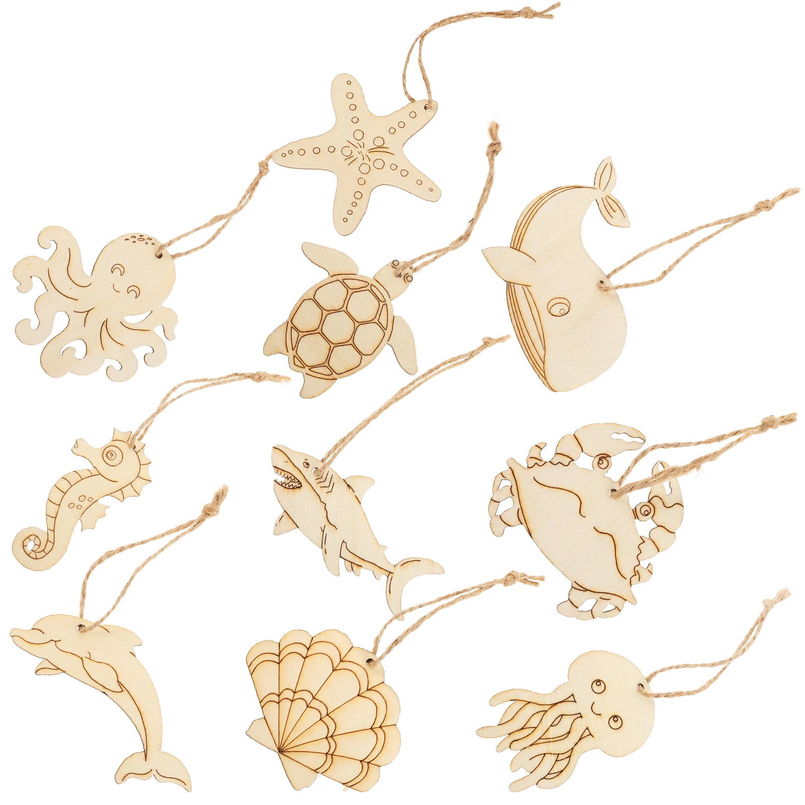 

60 Pcs Wooden Crafts Ocean Animal Cutouts Unfinished Wood Slices Crafting Supplies Safe Decorative Projects Home