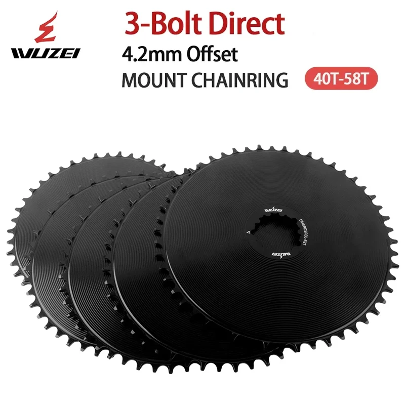 

WUZEI 3-болтовая звездочка с прямым креплением | Узкая широкая звездочка 40-58T | Смещение 4,2 мм для цепей 9/10/11S (не совместимые AXS)
