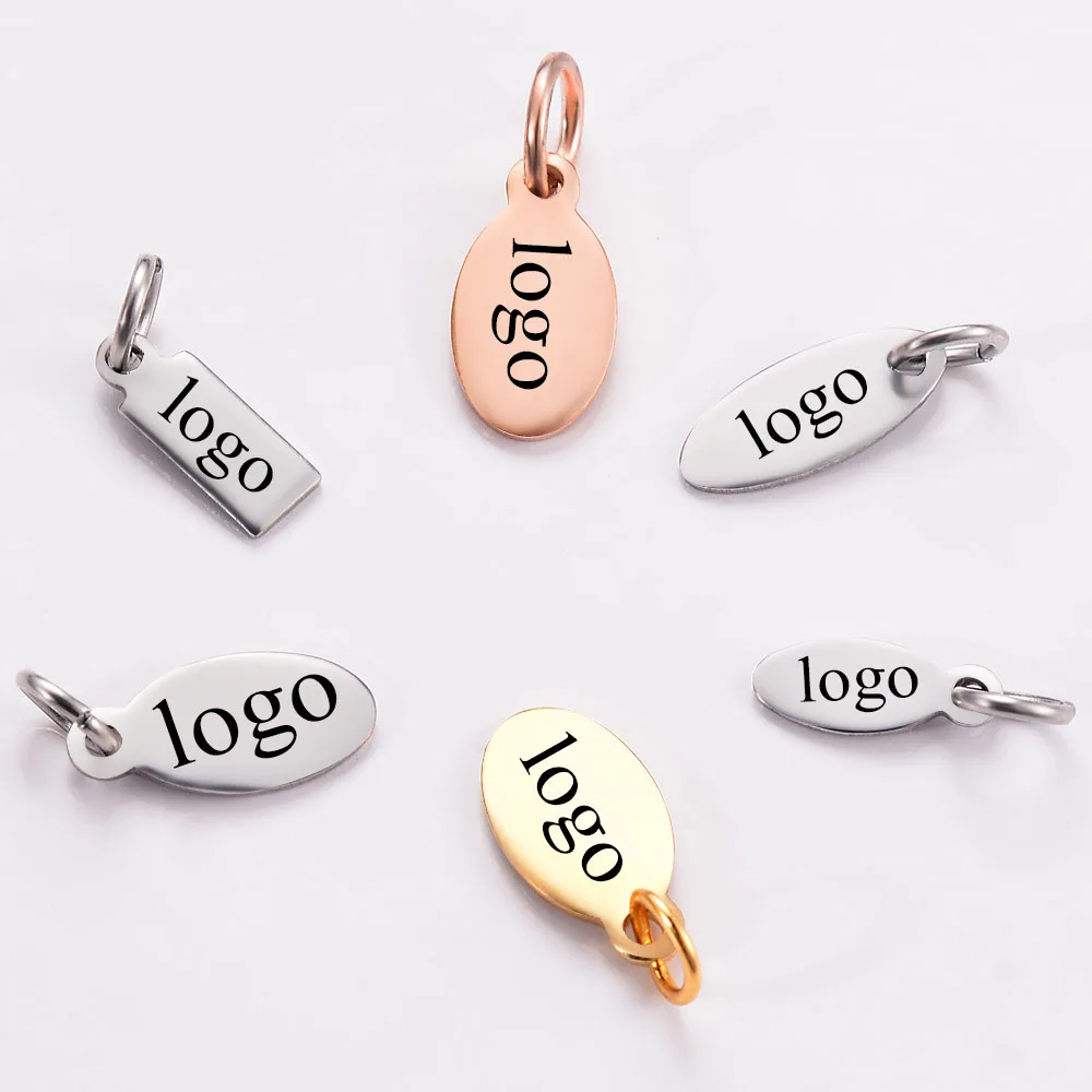 20pcs/lot Stainless Steel Customize logo Tags Charms for DIY Jewelry Making Personalized name logo disc 3 Colors