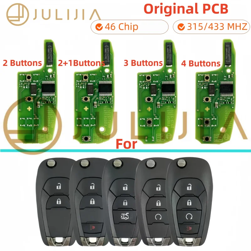 JULIJIA Original 46 Chip Car Remote Key For Chevrolet Avo Cruze XL7 XL8 Trailblazer Onix Tracker Colorado RS Sonic Trax Spark