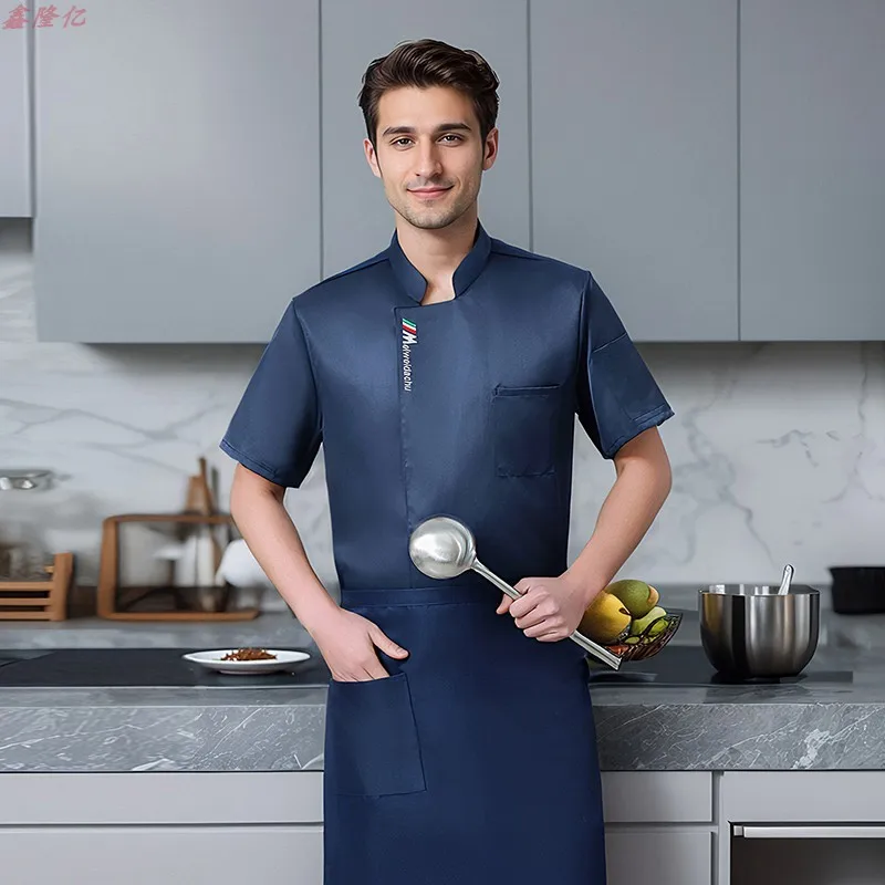 ฤดูร้อนบางBreathableตาข่ายChefแจ็คเก็ตโรงแรมร้านอาหารห้องครัวWorkwear Pastry Chef Steakhouseแขนสั้นชุด