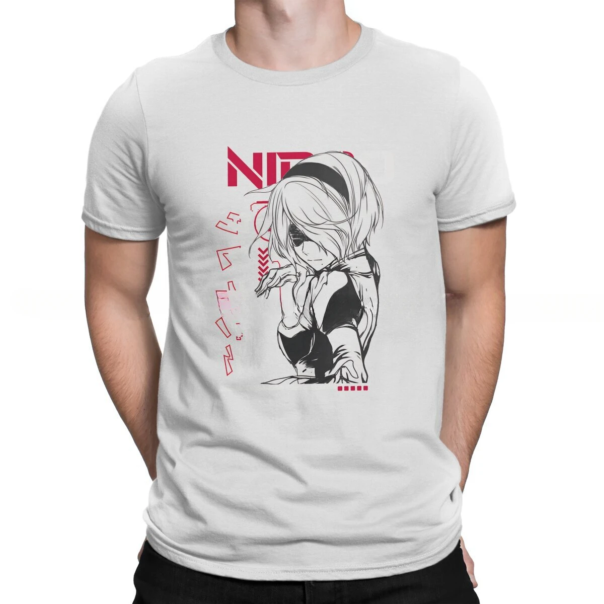 High Quality New Design Men Clothes Individuality Nier Automata Game Polyester TShirt for Men Mask Humor Casual Tee T Shirt 2024