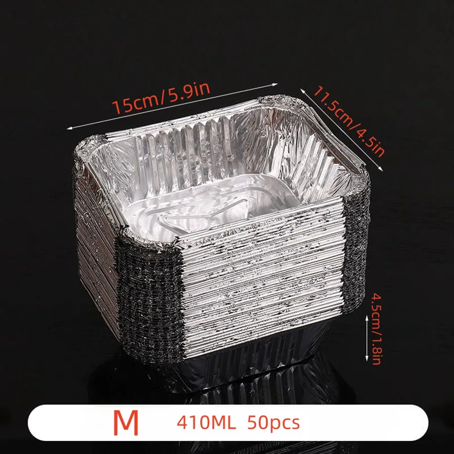 50 Stück Einweg-Aluminiumfolien, verschiedene Größen, Blechpfannen sind perfekt zum Kochen, Erhitzen, Aufbewahren und Vorbereiten von Speisen.
