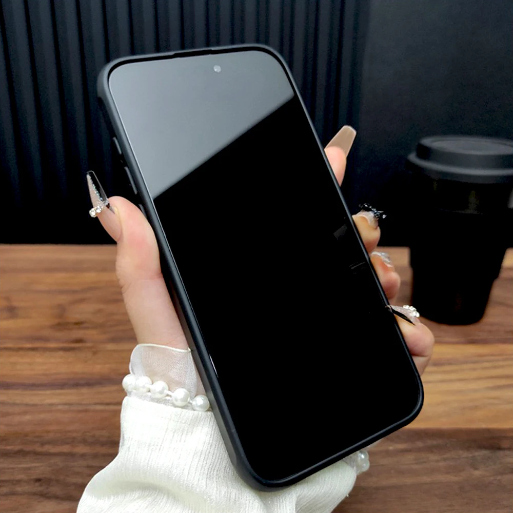 حافظة صلبة فاخرة غير لامعة لهاتف آيفون 16 15 14 13 12 Pro Max 16Pro لهاتف Magsafe Mag Safe شحن لاسلكي مضاد للبصمة غطاء أسود