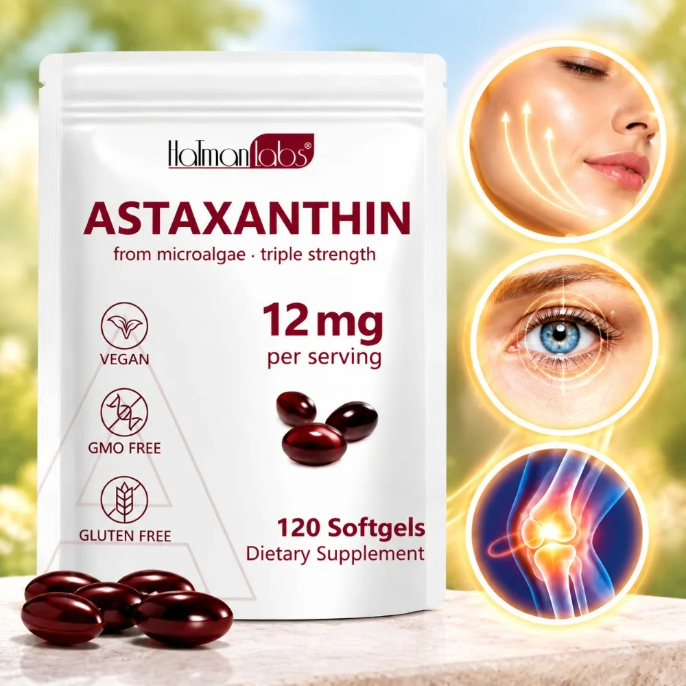 Astaxanthin 12mg Softgels for Skin Elasticity Anti-aging Relieve Eye Fatigue Joint Comfort & FlexibilityTriple Strength 120 Ct