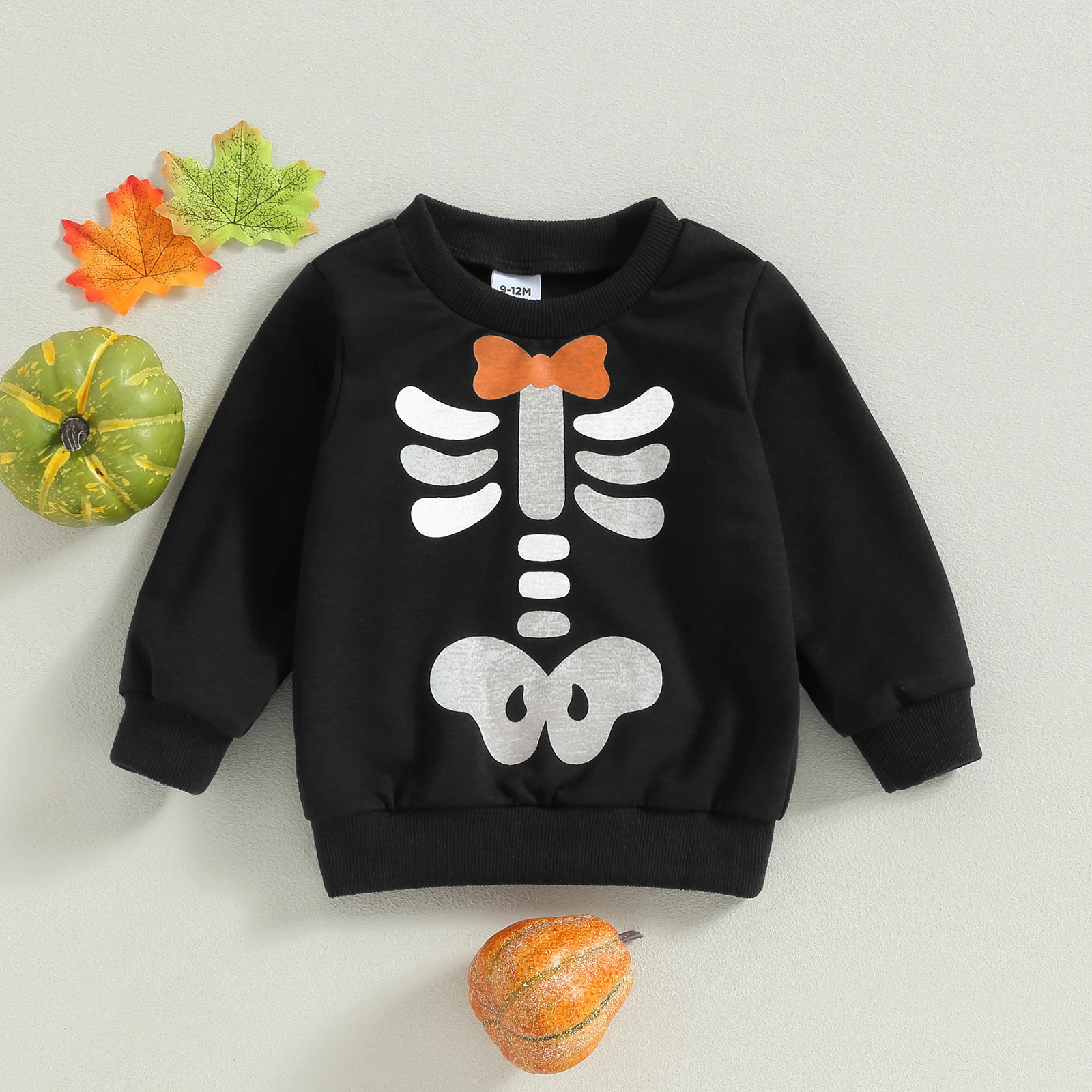 

BeQeuewll Newborn Baby Halloween Sweatshirt Glow in Dark Skeleton Print Long Sleeve Pullovers Tops for Toddler Cute Clothes