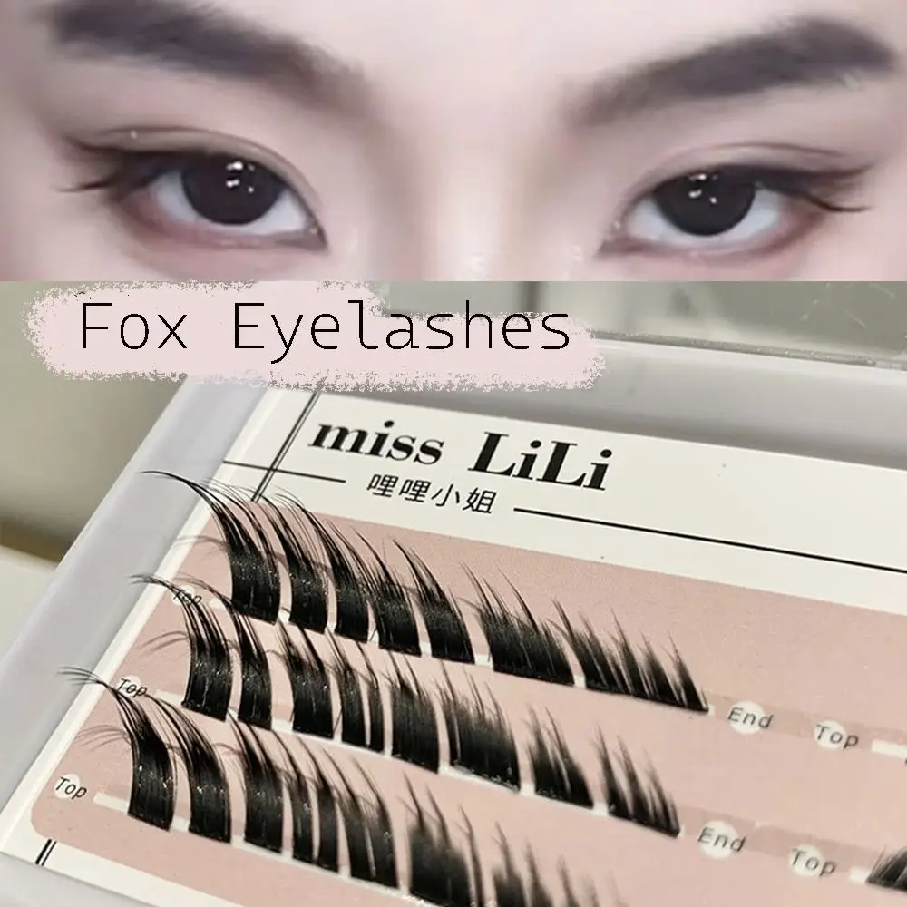 3D Fluffy False Eyelashes Handmade Individual Natural Segmented Lashes Fox Eye Effect Mink Single Cluster Eyelash Extension