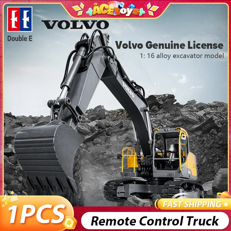 Double E Remote Control Alloy Excavator Detachable Dual-Mode Rise-Fall Replaceable Accessories With Light Sound Car Gifts Toys