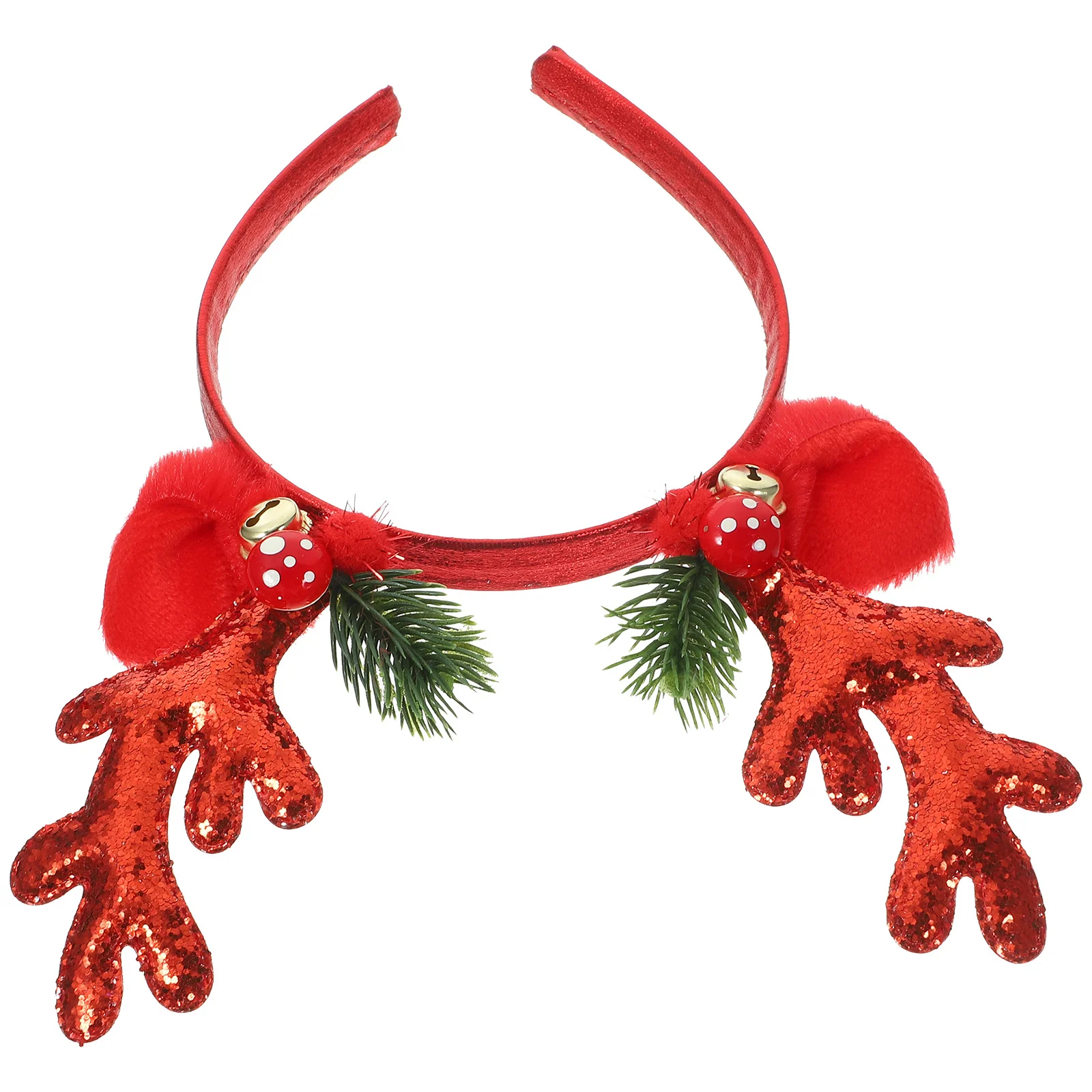 

Holiday Reindeer Headband with Shiny Antlers and Bells Christmas Party Accessory Comfortable Festive Hair Wear for Women Teens