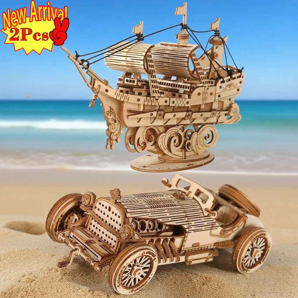 

(2 шт.) 3D головоломка Diy деревянная игрушка в сборе модель для взрослых на день рождения, Хэллоуин, Рождественский подарок