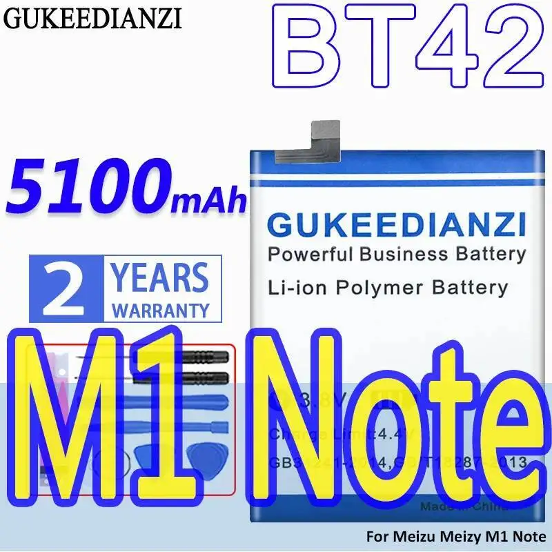 

5100Mah Mobile Phone Battery For Meizu Meizy M1 Note BT42 Long Lasting
