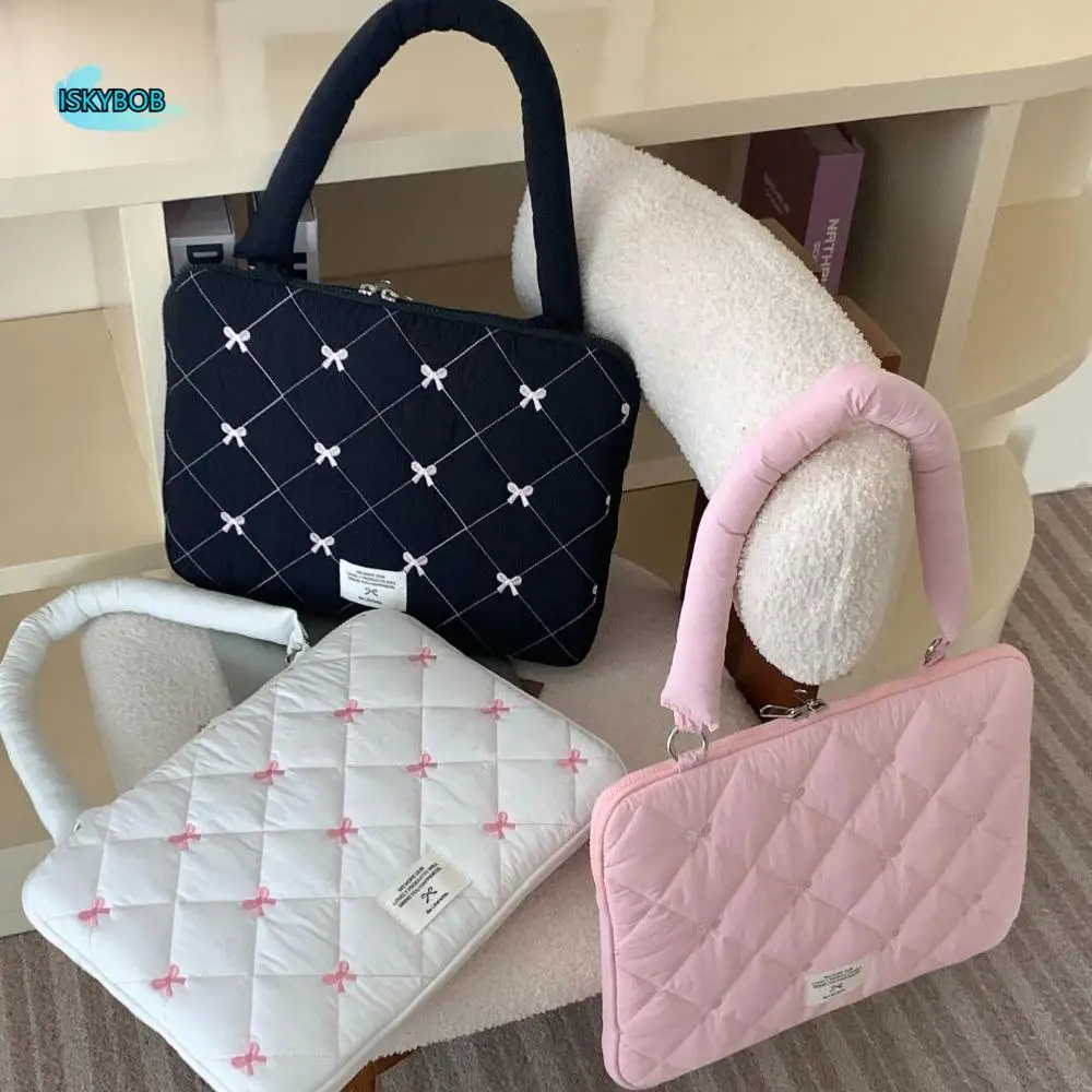 

Embroidered Bow Business Briefcases Large Capacity Handbag Laptop Sleeve Case Bag Shoulder Bag File Folder Laptop Bag