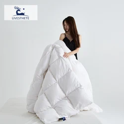Liv-Esthete Winter Noble White 100% Goose Down Comforter 3D Bread Duvet Quilt All Season Blanket 100% Cotton Shell