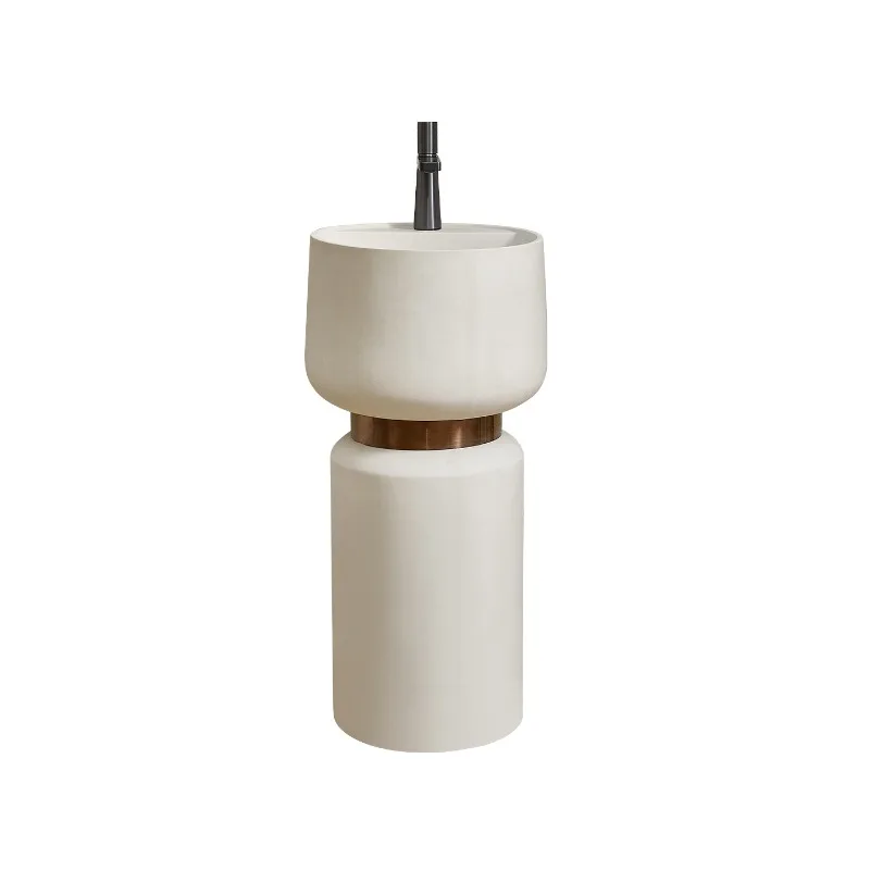 Wabi Sand Cream Wind Designer Pillar Basin Floor-to-ceiling integrated art wash basin Personalized creative round face wash tabl