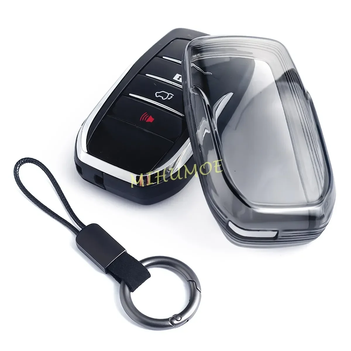 Czarny przezroczysty pokrowiec na kluczyk do Toyoty Corolla Cross Yaris Sienna Venza Harrier Hilux Tundra Mirai Land Cruiser Alphard