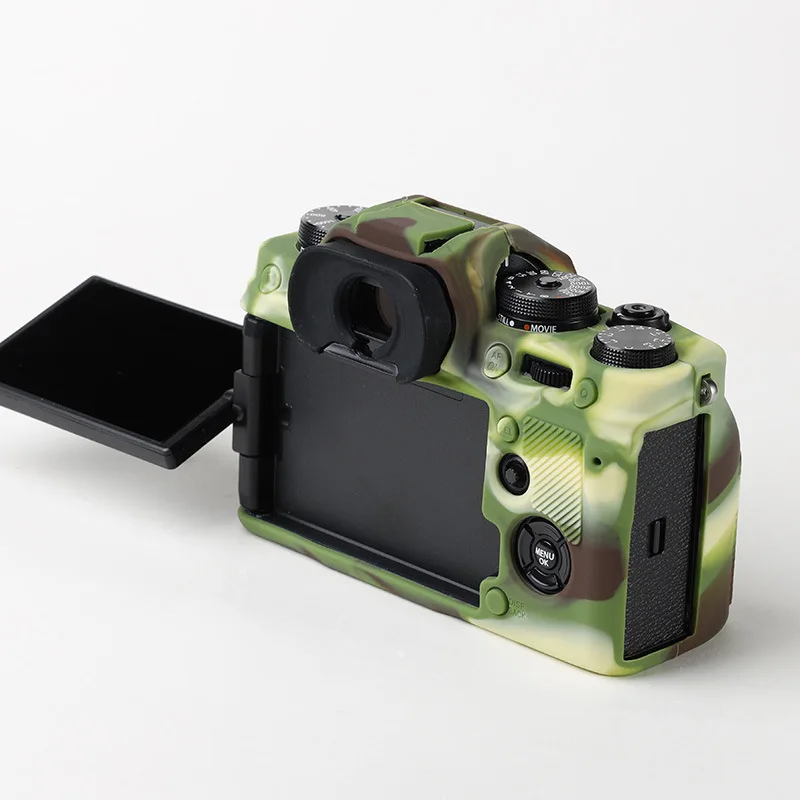 For Fujifilm XT4 Mirrorless Camera Soft Silicone Shockproof Body Sleeve Anti-Drop Protective Case Bag,+ free tempered film