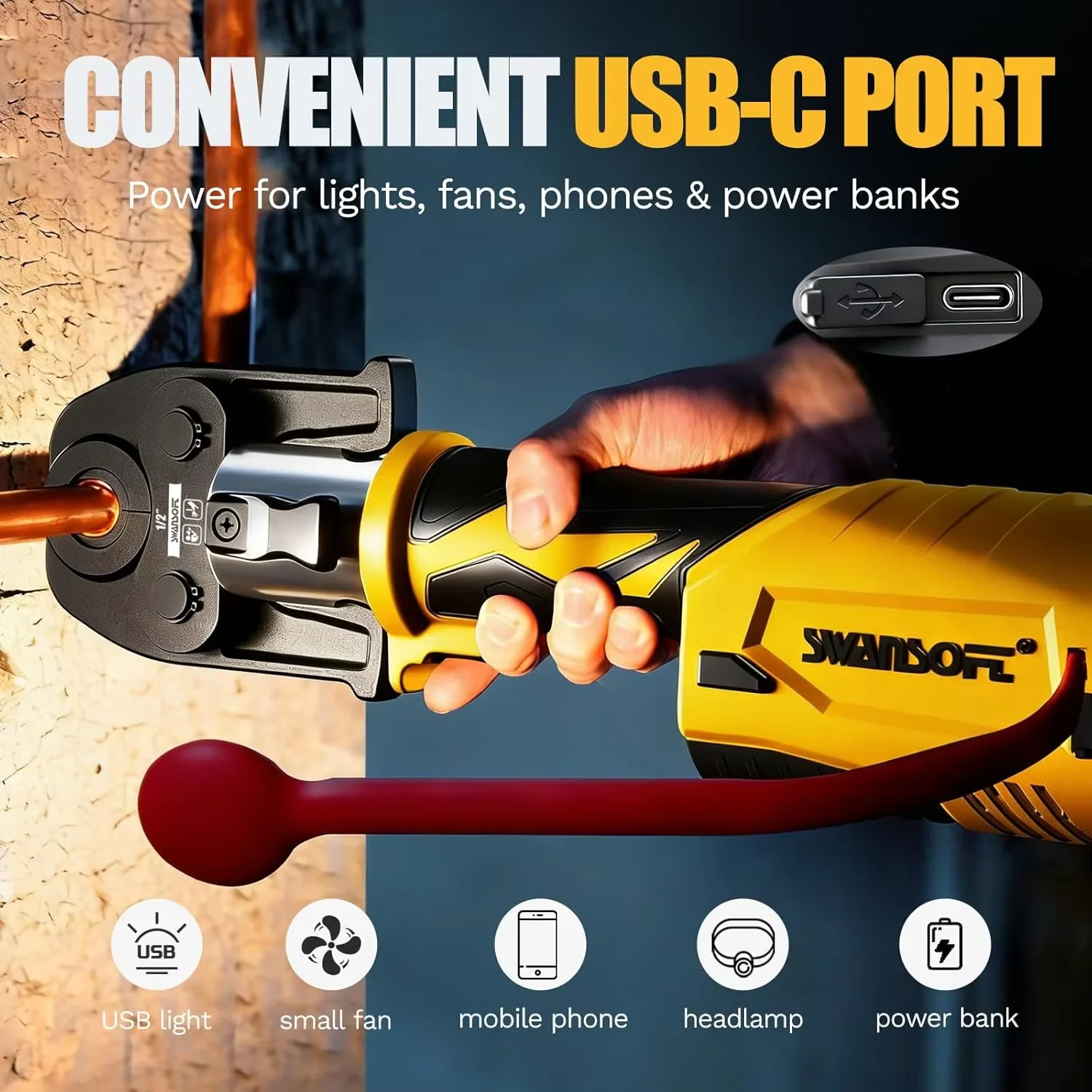 \SWANSOFT 18V 22kN Electric Pro Press Tool for VUS 1/2