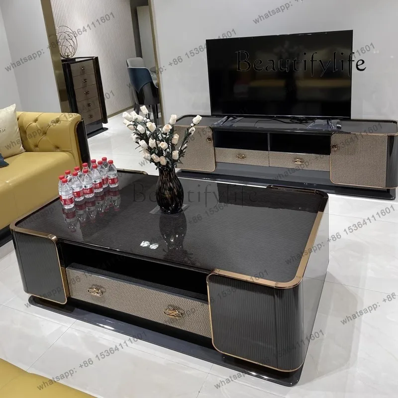 

Italian light luxury solid wood coffee table TV cabinet corner sofa combination simple luxury creative living room furniture