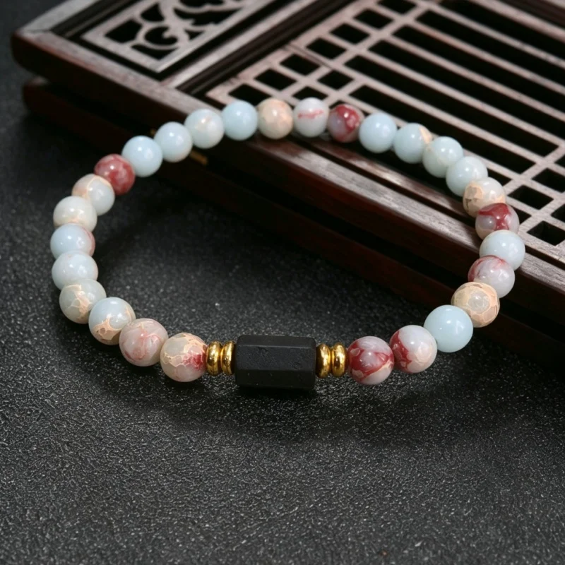 1pc agate Raw Black Tourmaline Black Tourmaline bracelet, 6mm wrist mara, protection, grounding, stress relief, root chakra,