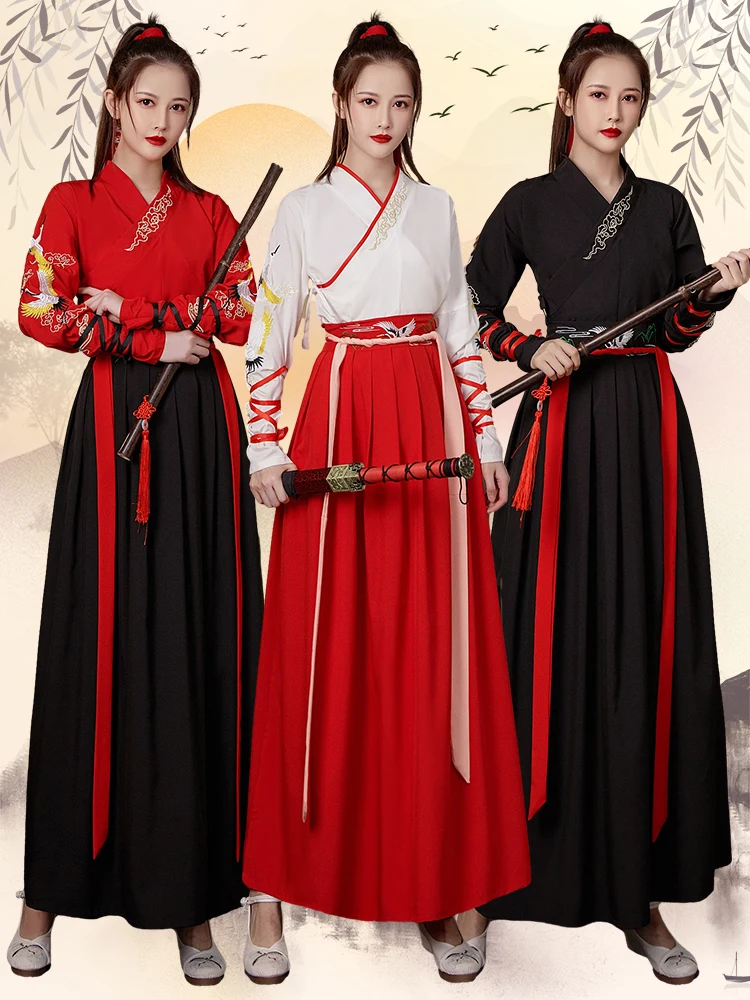 

Женский традиционный костюм Ханьфу для боевых искусств: наряд героини Мулан, для взрослых, для выступлений с барабанами, танцами и мечами
