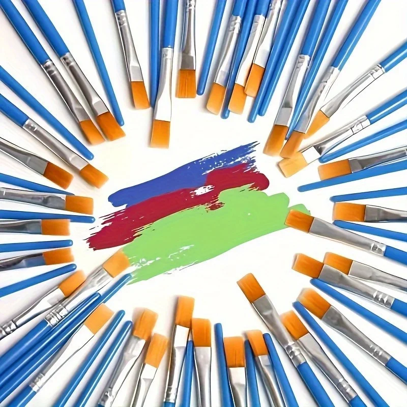 Geeignet für Acryl- und Aquarellmalerei, Flache Pinsel für Ölmalerei und Aquarell, Blaue Flache Ölfarben-Pinsel