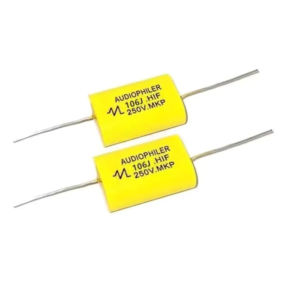 1Pcs 250V 1uF-47uF MKP Film Capacitor Non-polar Round Yellow Style Audio Frequency Dividing Capacitor Axial Lead Type