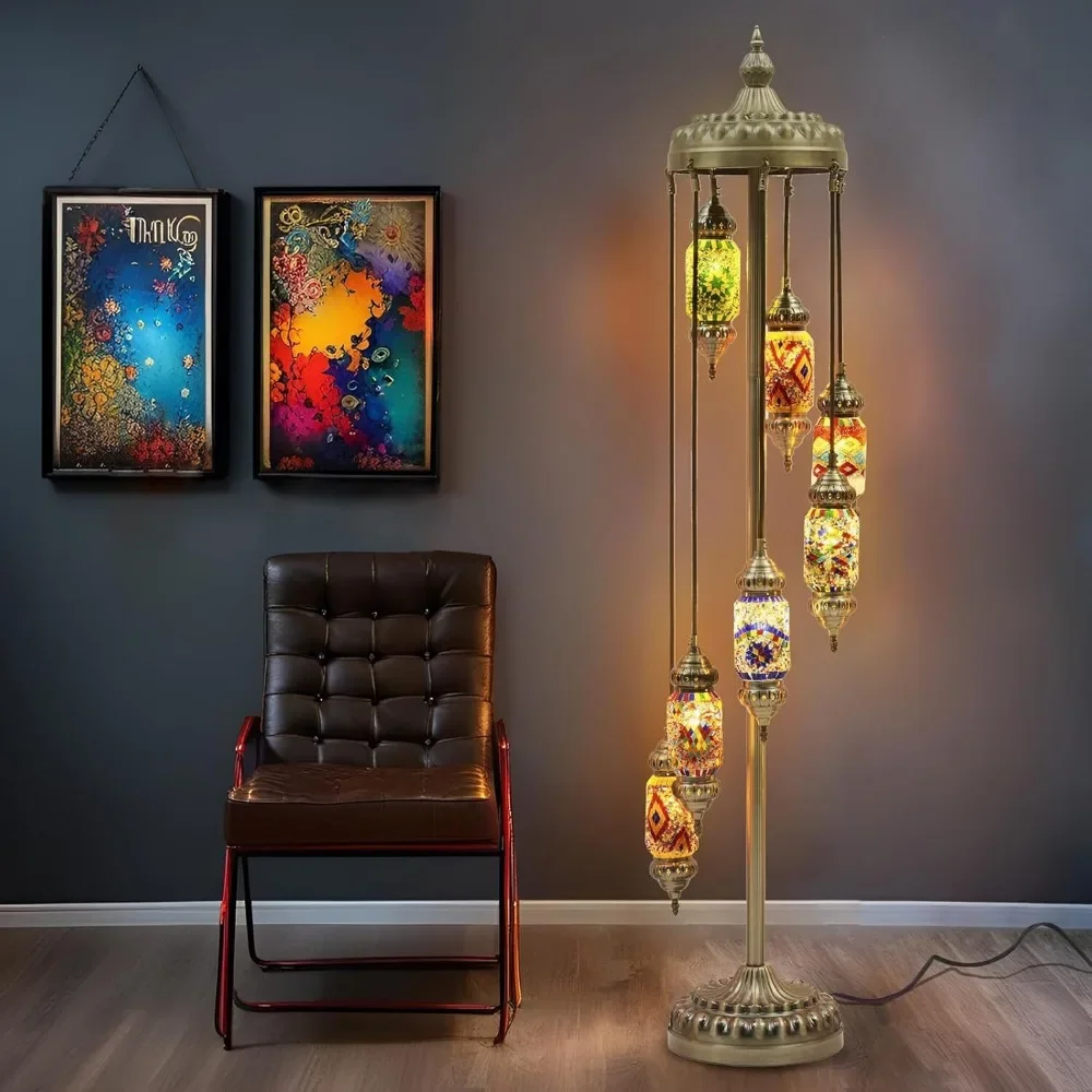 Turkish Mosaic Floor Lamp Handmade Stained Glass Bohemian E12 Bulb