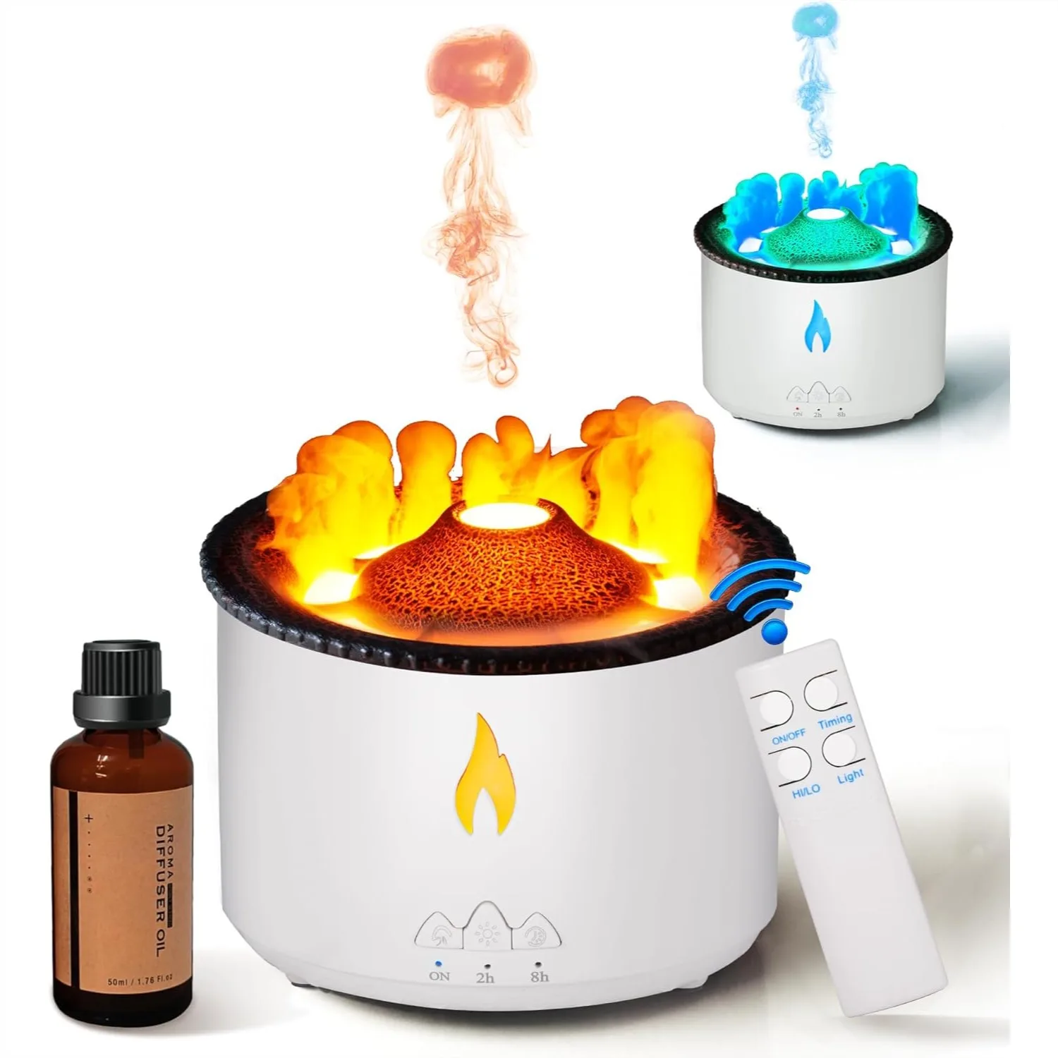 

Essential Oil Diffuser 360ML with Volcano & Flame Mist Modes, 50ML Hotel Collection Oil Included for Home Bedroom