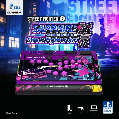 QANBA SAPPHIRE S1 Leverless Arcade Controller CAPCOM Street Fighter Juri Arcade Game Fightstick For PC/PS4/PS5