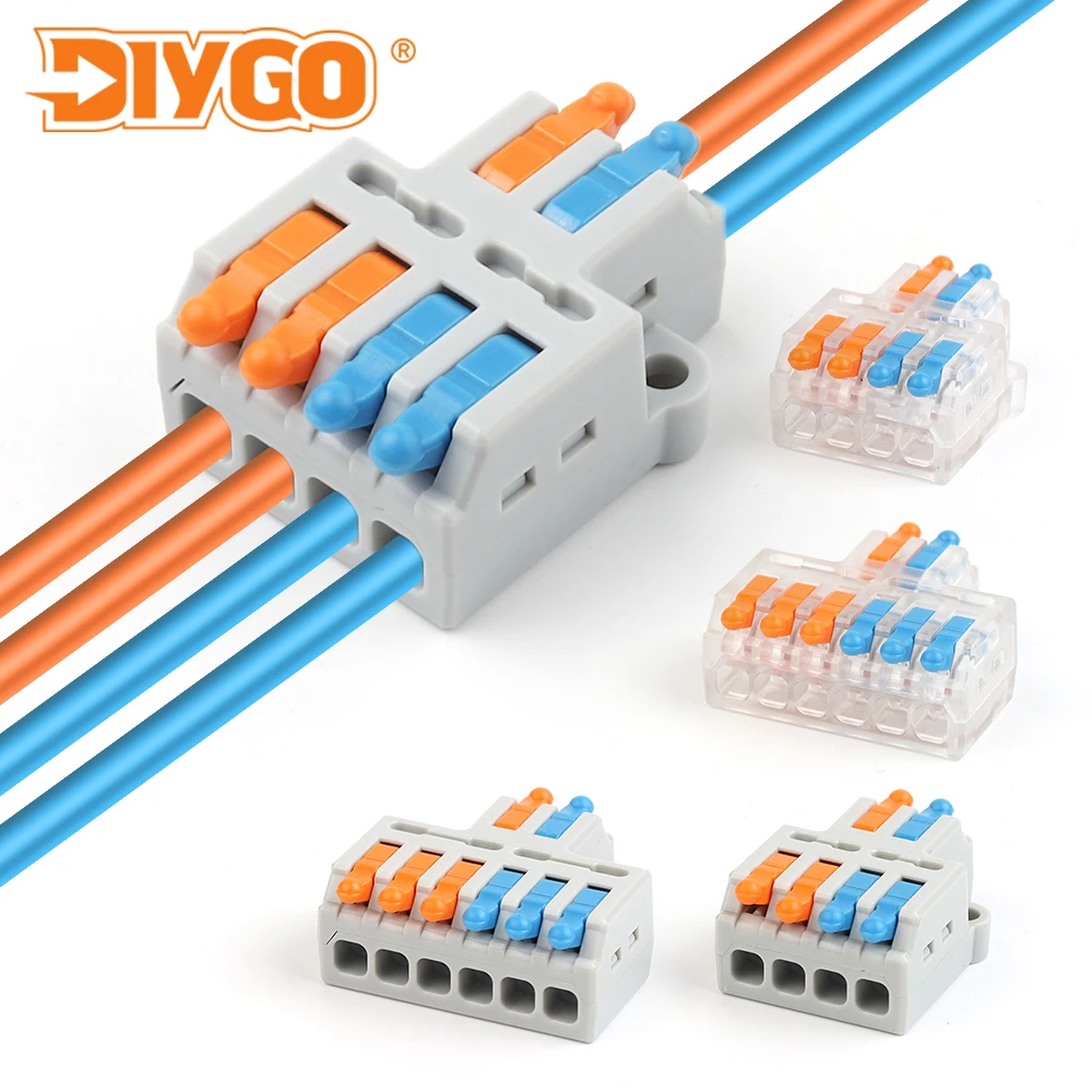 

50PCS Quick Wire Connector 2 in 4/6 out Splice Push-in Universal Compact Conductor Cable Wiring Terminal Block Splitter AWG28-12