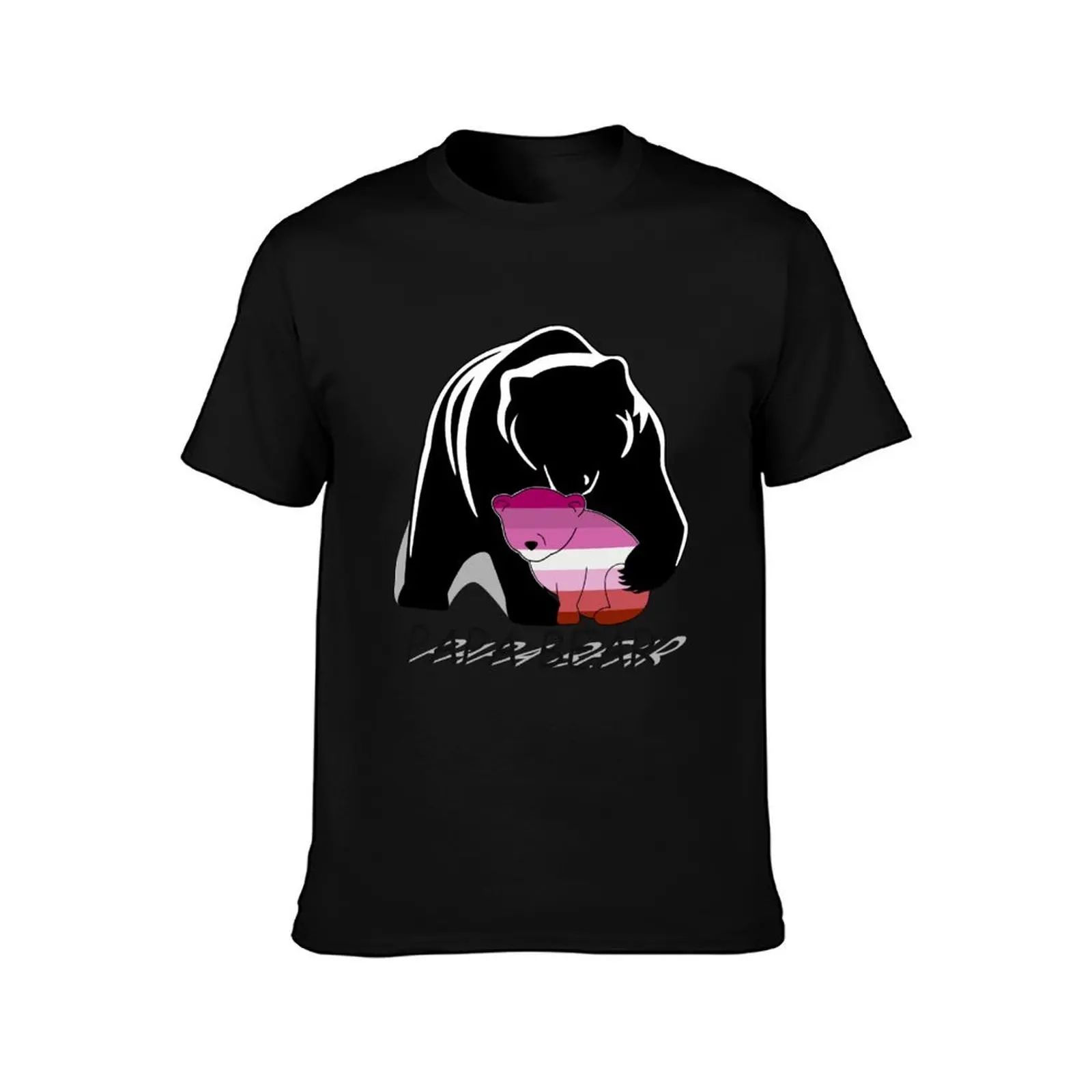 Lesbian Pride Papa Bear T-Shirt Basic Casual Short Sleeve Cotton Shirt T-Shirt