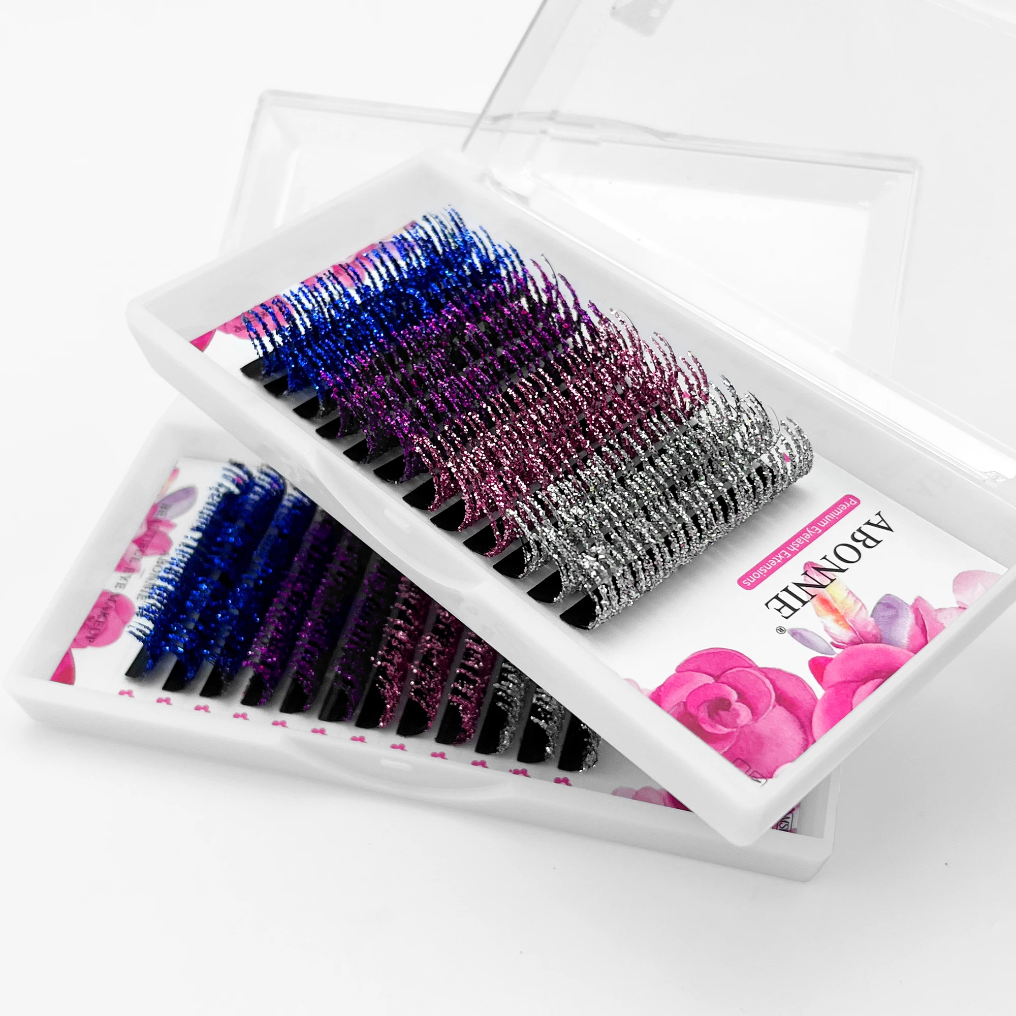 ABONNIE Glitter Eyelash Extensions Shiny 4 Colors Glitter Lashes Shiny Party Lash