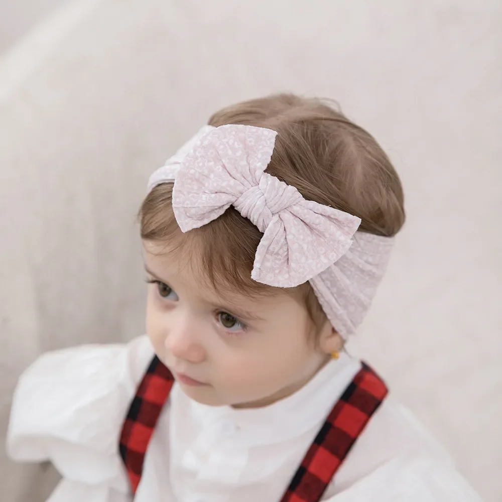 1pcs Bow Headband Baby Woven Elastic Headband Newborn Solid Color Knit Hair Band Children\'s Nylon Soft Headband Baby Item Gift