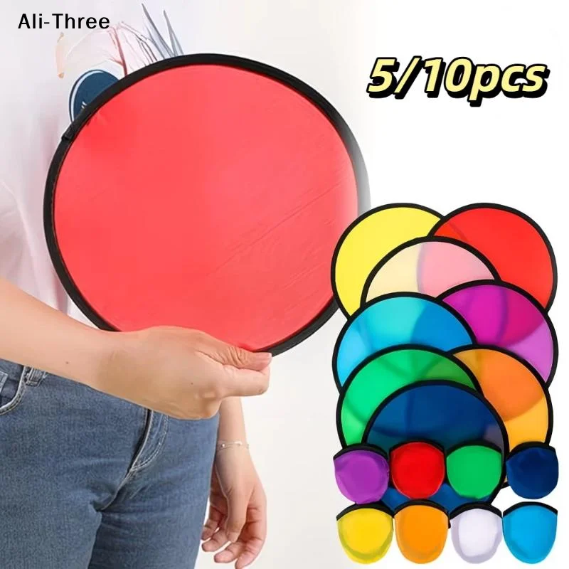 5/10Pcs Foldable Hand Fans, Portable Pocket Fan, Also Be Used As A Flying Disc, DIY Handicrafts, Outdoor Sports And Home Use