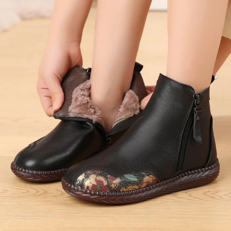 

GKTINOO Fashion Women Boots Autumn Boots Genuine Leather Ankle Boots 2025 Winter Warm Fur Plush Women Shoes Big Size 43