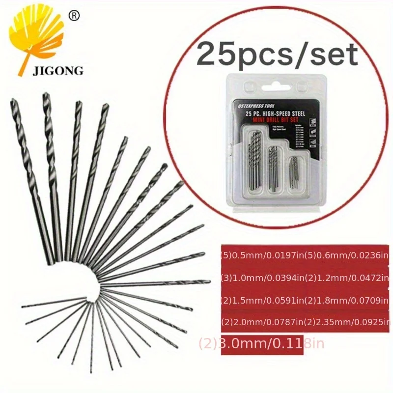 10/25pcs Micro Mini Drill Set, Small Shank Full Round High Speed Steel Twist Drill Bit, High Speed Steel Micro Drill Bits