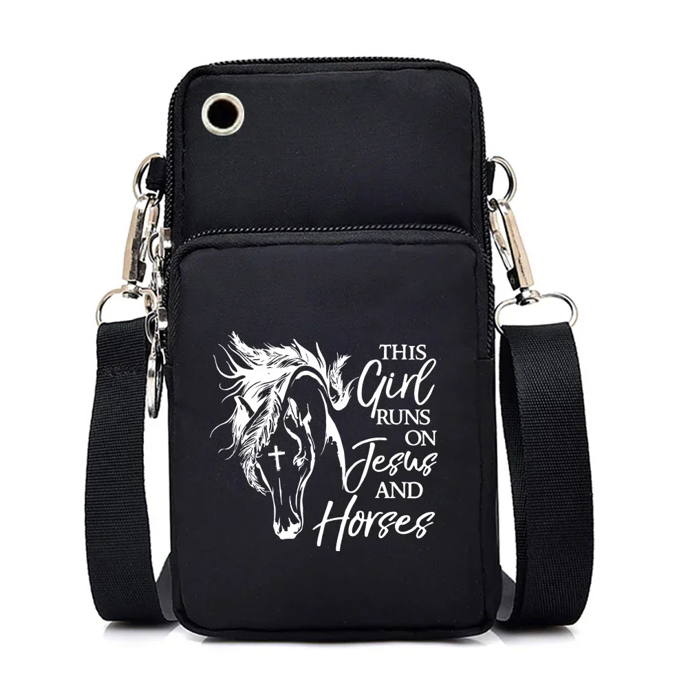 Luminous Horse Printed Mini Mobile Phone Bag Fashion Brand Crossbody Bags for Women Outdoor Wrist Handbags Hombre Shoulder Bag