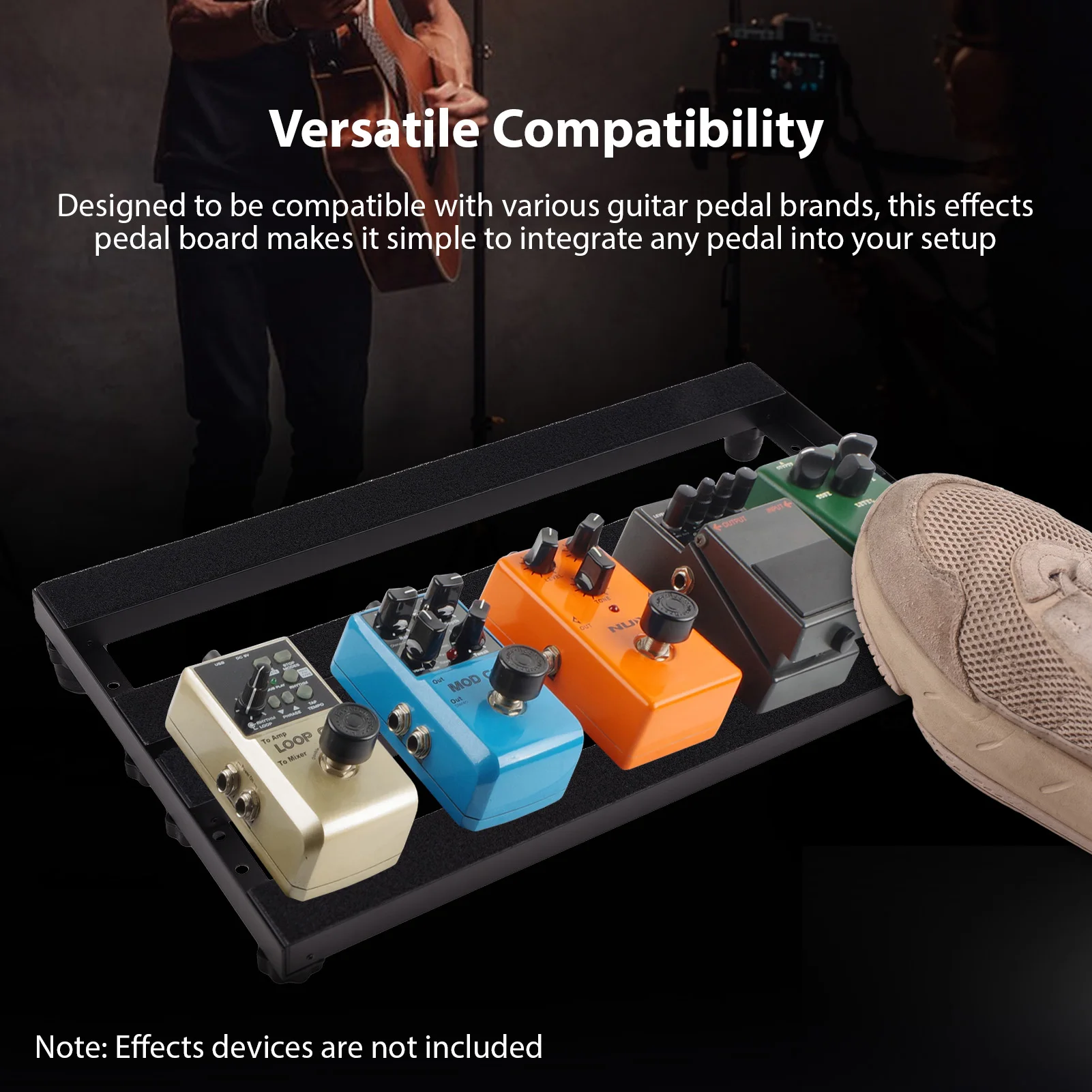 

Guitar Pedal Board Aluminum Alloy Effect Pedalboard Compartment Storage Power Cord Easy Assemble Pedal Boards for Guitars