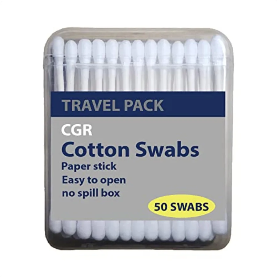 400 pièces CGR coton-tige biologique 100 coton double pointe bâtons de papier blanc paquet de voyage composé (8 paquet de 50 écouvillons au total) (4