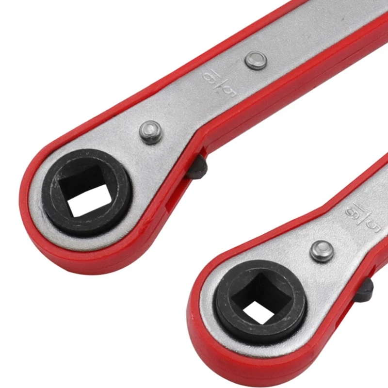 Refrigeration Ratchet Wrench Conditioning Service Wrench 4 Different Sizes 1/4 x 3/16 Square x 3/8 x 5/16 Square