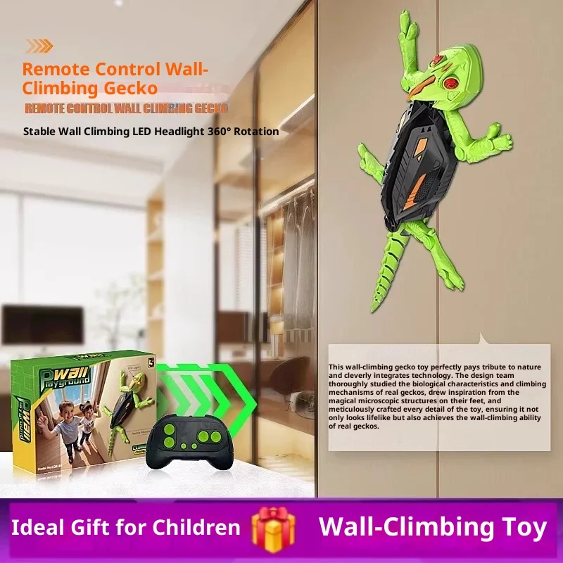 Robô lagarto pegajoso de escalada elétrica de brinquedo gecko com controle remoto giratório 360 com 2 modos para crianças O melhor presente para amigos.