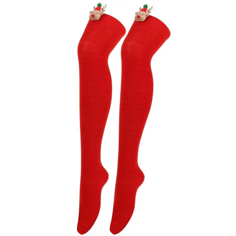 N0HE MULHMAS CARTO 3D PLUSH THIGH SOCKS HIGH MADEIRAS FIOSA LIDADOS