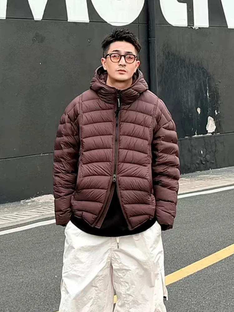 

Мужской легкий повседневный ду-пуховик с капюшоном Jaet 2025, зимний теплый топ, модный топ для пар, свободный крой из полиэфирного волокна