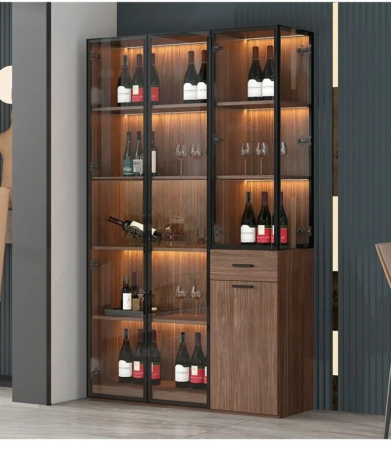 

A Living Room Wine Cabinet Glass Door Display Household Storage Rack Modern Minimalist Dining Side Storage Locker
