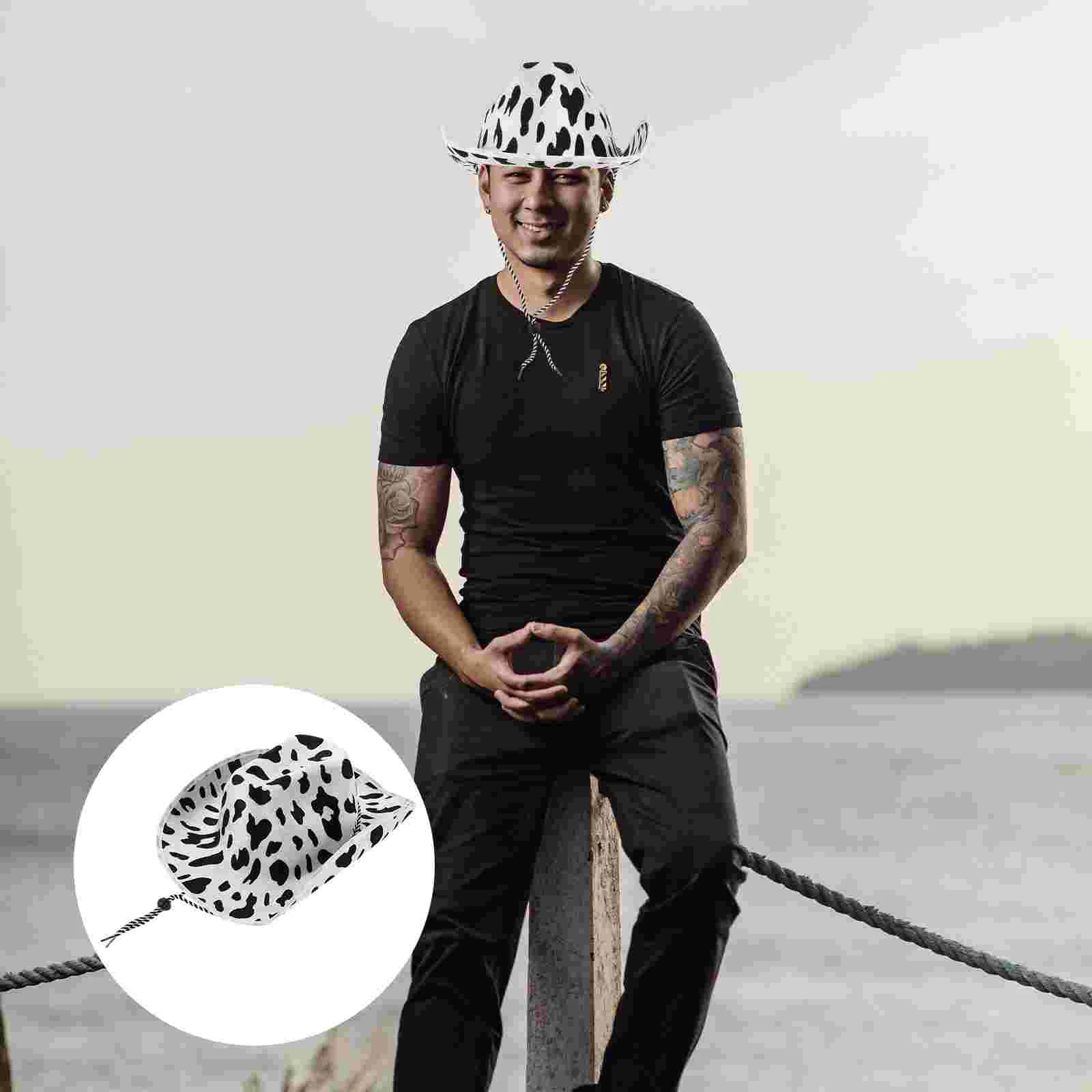 

Christmas Cowboy Hat Party Hats for Kids Performance Vintage White Headdress Shirts Men