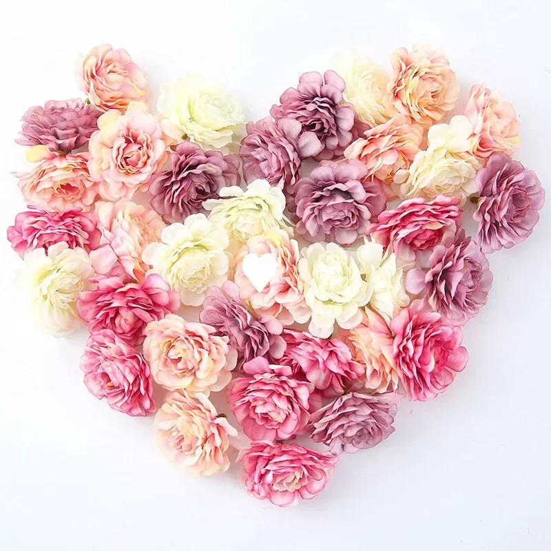 

10/20/50PCs Rose Artificial Flowers 4.5cm Fake Flower Head for Christmas Wedding Decoration Home Decor Craft Garland Accessories