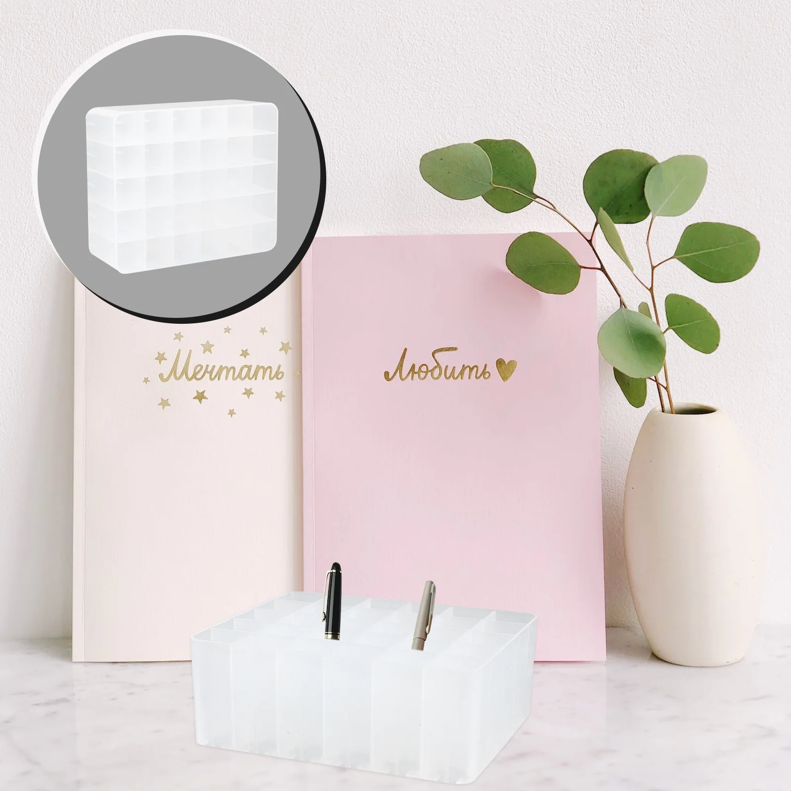 

4Pcs Desktop Pen Holder with 30 Slots Sturdy Not Easy to Break Perfect for Organizing Your Desk Tidy Mark Pen Holder