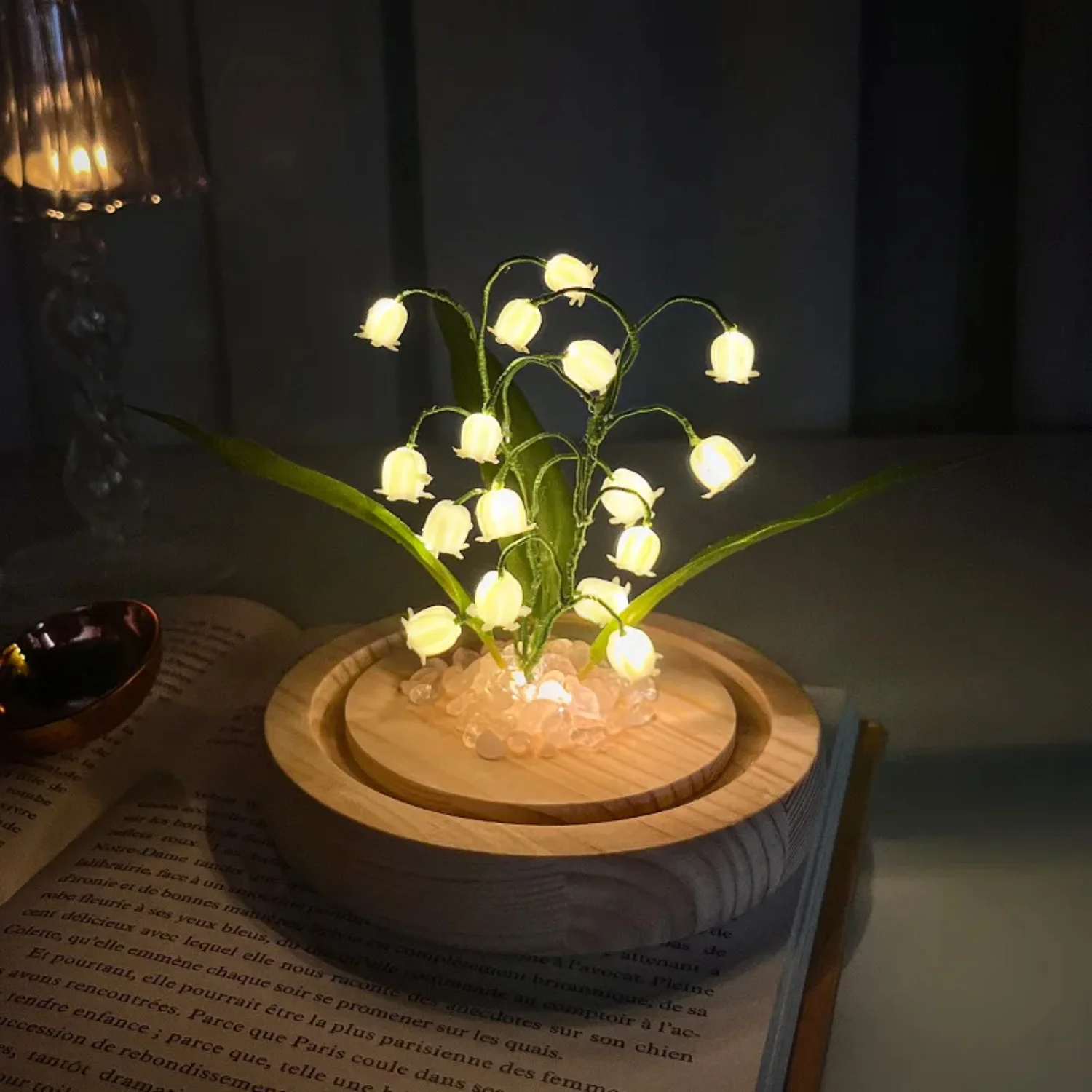 Birthday gift choice Lily of the Valley nightlight decoration Handmade diy  bag decorated glass garden bedroom decoratio