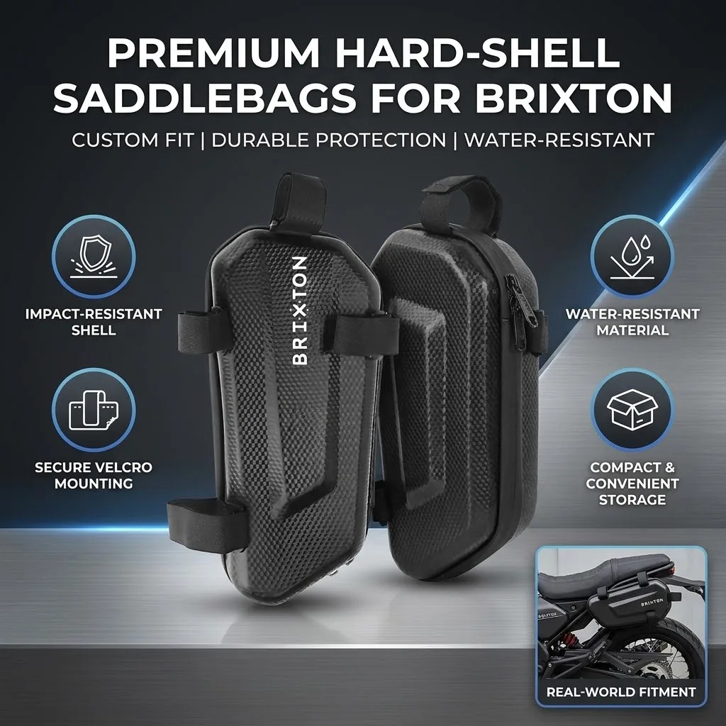 EVA Hard Shell Thickened Fabric Motorcycle Storage Bag Side Bag With LOGO For BRIXTON Cromwell 1200 125 250 Crossfire 500