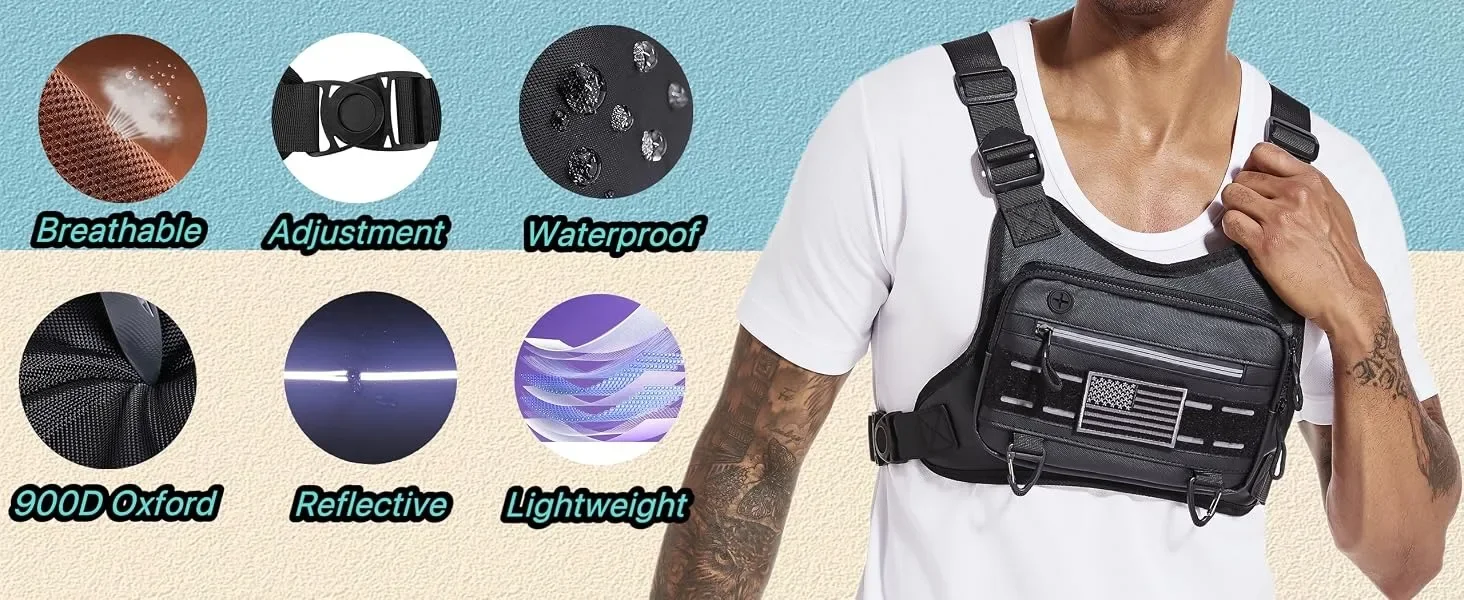 Sport-Brusttasche, Brustgurt-Laufweste, wasserabweisende leichte Laufwestentasche, für Männer und Frauen zum Radfahren, Wandern, Gehen, Klettern – Detail 2